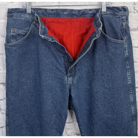 Wrangler Jeans Mens 38x30 Blue Jean Fleece‎ Lined Medium Wash Utility Work Pants - Picture 3 of 6